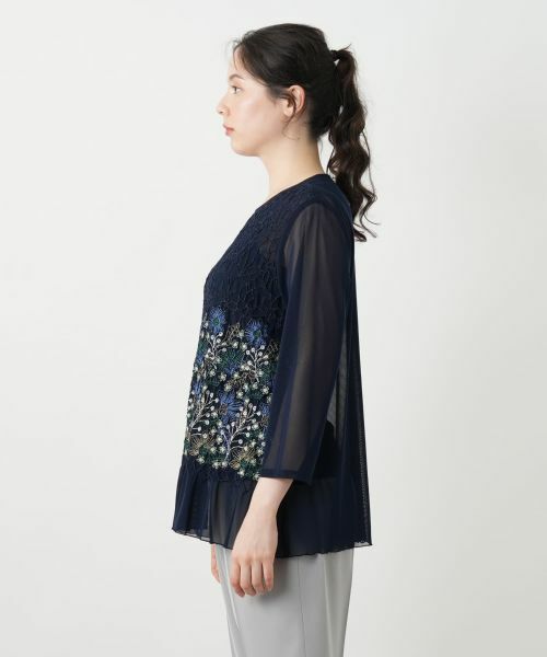 Leilian PLUS HOUSE / レリアンプラスハウス カットソー | 刺繍シアーカットソー【Leilian WHITE LABEL】 | 詳細5