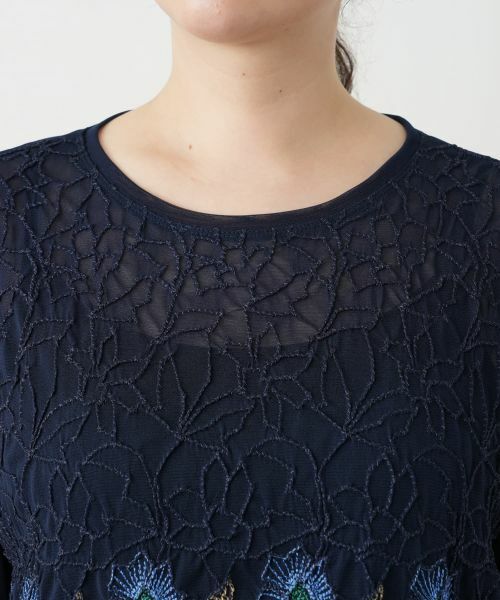 Leilian PLUS HOUSE / レリアンプラスハウス カットソー | 刺繍シアーカットソー【Leilian WHITE LABEL】 | 詳細7