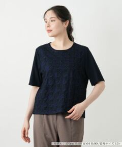 Leilian PLUS HOUSE / レリアンプラスハウス カットソー | 千鳥格子柄カットソー【Leilian WHITE LABEL】