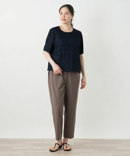 Leilian PLUS HOUSE / レリアンプラスハウス カットソー | 千鳥格子柄カットソー【Leilian WHITE LABEL】 | 詳細1