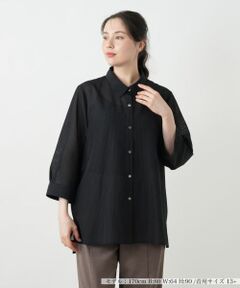 Leilian PLUS HOUSE / レリアンプラスハウス シャツ・ブラウス | シアーストライプブラウス【Leilian WHITE LABEL】