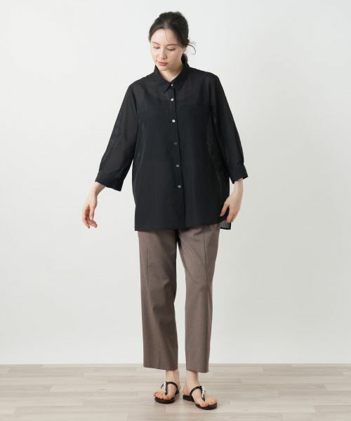 Leilian PLUS HOUSE / レリアンプラスハウス シャツ・ブラウス | シアーストライプブラウス【Leilian WHITE LABEL】 | 詳細1