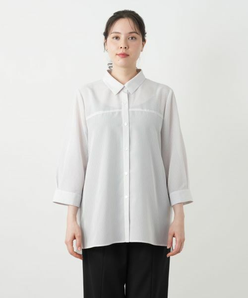 Leilian PLUS HOUSE / レリアンプラスハウス シャツ・ブラウス | シアーストライプブラウス【Leilian WHITE LABEL】 | 詳細10