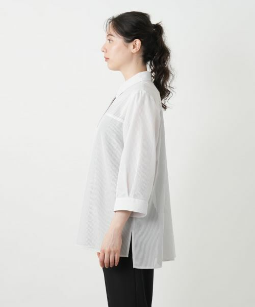 Leilian PLUS HOUSE / レリアンプラスハウス シャツ・ブラウス | シアーストライプブラウス【Leilian WHITE LABEL】 | 詳細11