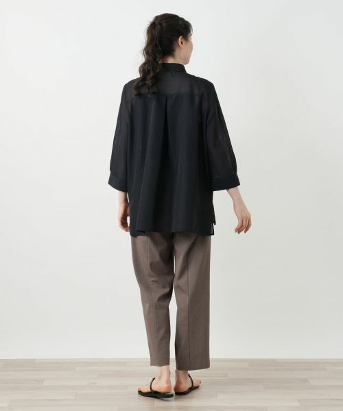 Leilian PLUS HOUSE / レリアンプラスハウス シャツ・ブラウス | シアーストライプブラウス【Leilian WHITE LABEL】 | 詳細3