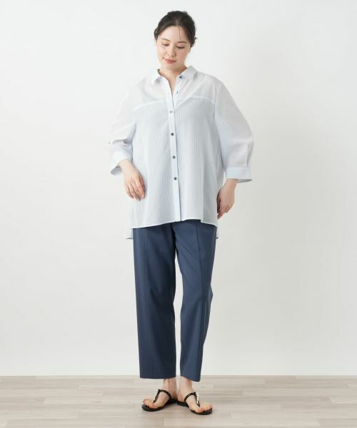 Leilian PLUS HOUSE / レリアンプラスハウス シャツ・ブラウス | シアーストライプブラウス【Leilian WHITE LABEL】 | 詳細4