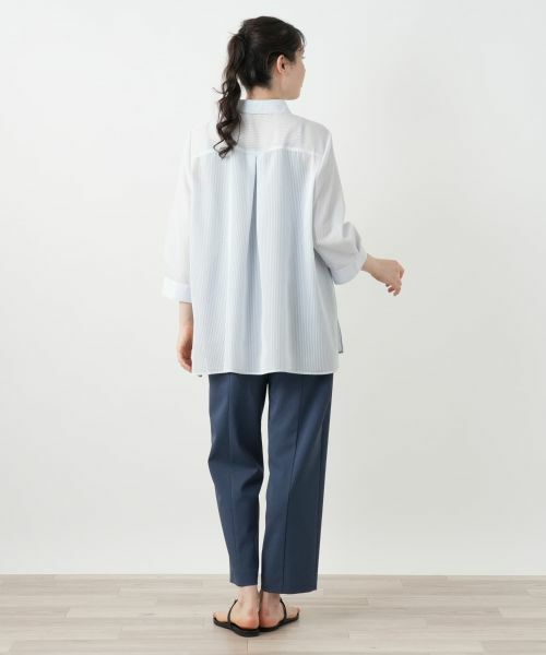 Leilian PLUS HOUSE / レリアンプラスハウス シャツ・ブラウス | シアーストライプブラウス【Leilian WHITE LABEL】 | 詳細6