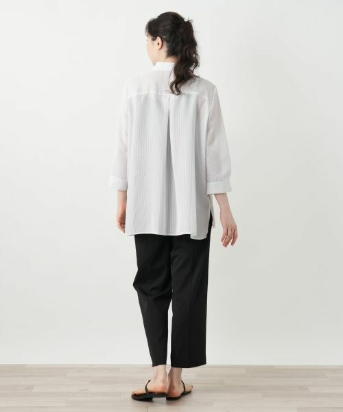 Leilian PLUS HOUSE / レリアンプラスハウス シャツ・ブラウス | シアーストライプブラウス【Leilian WHITE LABEL】 | 詳細9