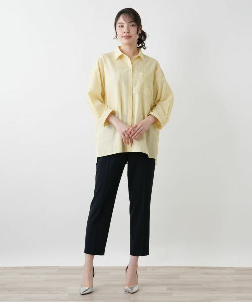 Leilian PLUS HOUSE / レリアンプラスハウス シャツ・ブラウス | ストライプ七分袖ブラウス【Leilian WHITE LABEL】 | 詳細1