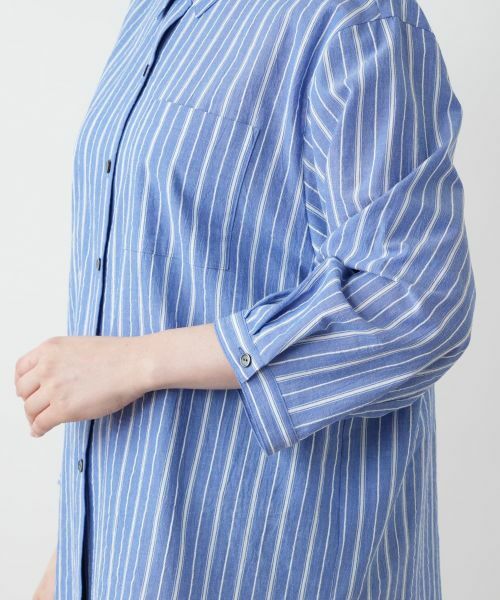 Leilian PLUS HOUSE / レリアンプラスハウス シャツ・ブラウス | ストライプ七分袖ブラウス【Leilian WHITE LABEL】 | 詳細13