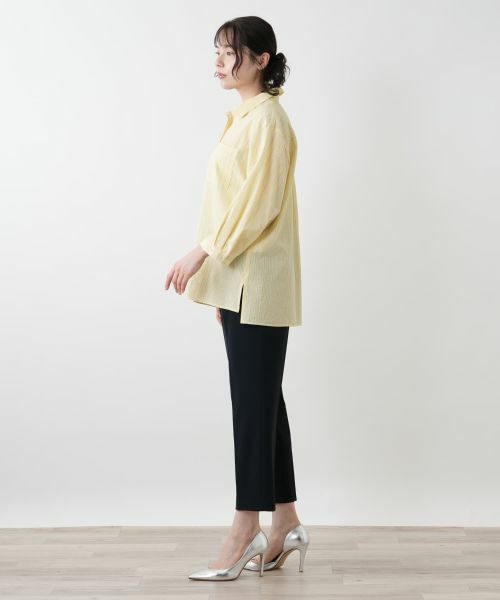 Leilian PLUS HOUSE / レリアンプラスハウス シャツ・ブラウス | ストライプ七分袖ブラウス【Leilian WHITE LABEL】 | 詳細2