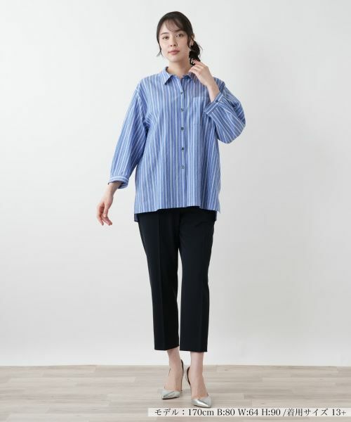 Leilian PLUS HOUSE / レリアンプラスハウス シャツ・ブラウス | ストライプ七分袖ブラウス【Leilian WHITE LABEL】 | 詳細4