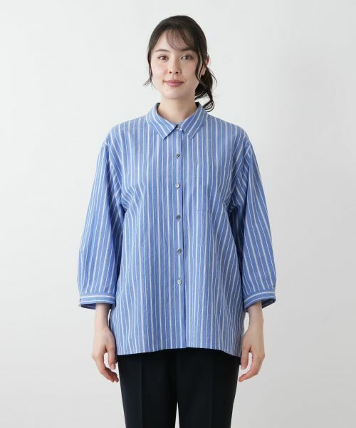 Leilian PLUS HOUSE / レリアンプラスハウス シャツ・ブラウス | ストライプ七分袖ブラウス【Leilian WHITE LABEL】 | 詳細7