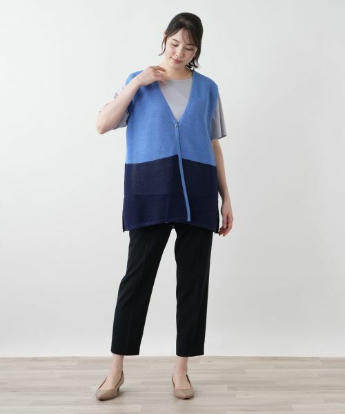 Leilian PLUS HOUSE / レリアンプラスハウス テーラードジャケット | カラーブロックニットベスト【Leilian WHITE LABEL】 | 詳細1