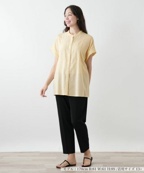 Leilian PLUS HOUSE / レリアンプラスハウス 【店舗人気】バンドカラーブラウス【Leilian WHITE LABEL】 バンドカラーブラウス|レリアン プラスハウス | レリアン公式