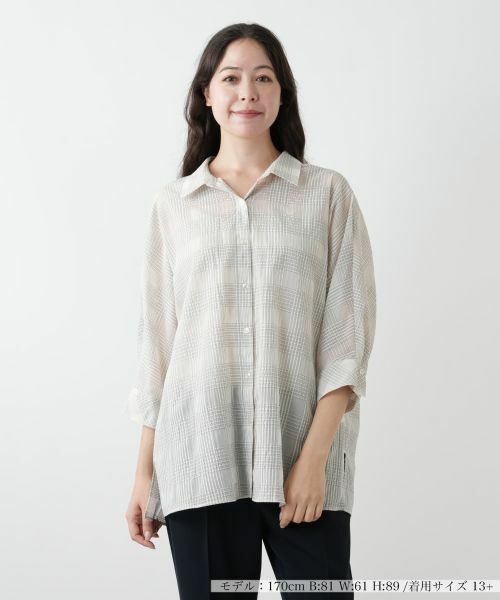 セール】 チェックブラウス【Leilian WHITE LABEL】 （シャツ