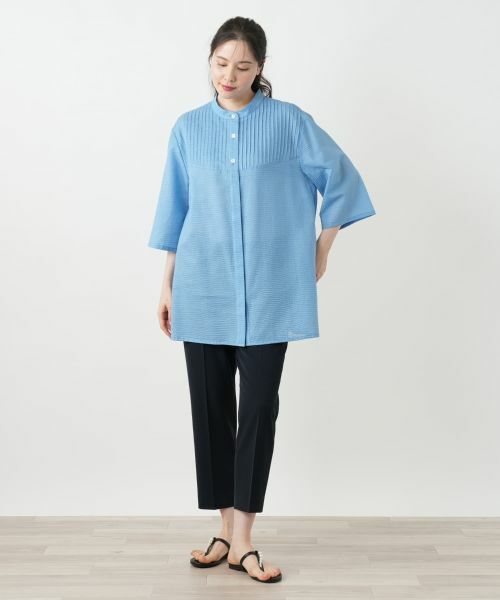 Leilian PLUS HOUSE / レリアンプラスハウス シャツ・ブラウス | バンドカラーブラウス【Leilian WHITE LABEL】 | 詳細1