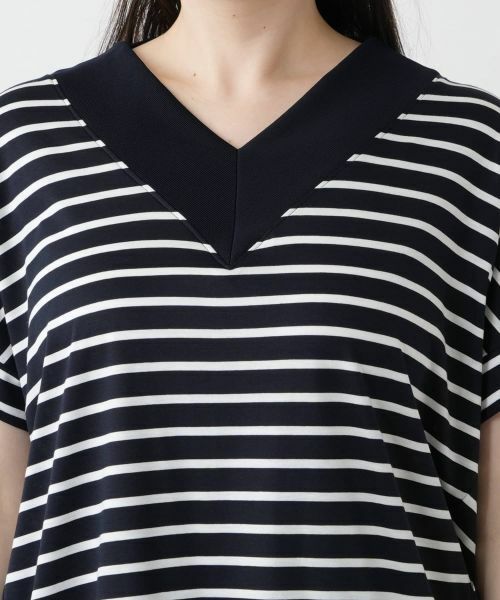 Leilian PLUS HOUSE / レリアンプラスハウス カットソー | ボーダー切替Vネックカットソー【Leilian WHITE LABEL】 | 詳細10