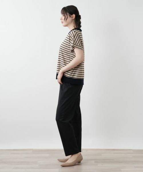 Leilian PLUS HOUSE / レリアンプラスハウス カットソー | ボーダー切替Vネックカットソー【Leilian WHITE LABEL】 | 詳細2