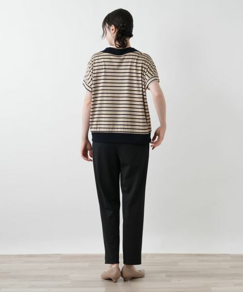 Leilian PLUS HOUSE / レリアンプラスハウス カットソー | ボーダー切替Vネックカットソー【Leilian WHITE LABEL】 | 詳細3