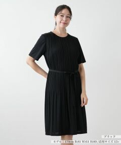 Leilian PLUS HOUSE / レリアンプラスハウス ドレス | ベルト付きプリーツワンピース【Leilian WHITE LABEL】