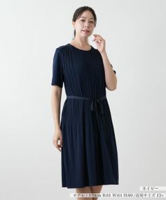 Leilian PLUS HOUSE / レリアンプラスハウス ドレス | ベルト付きプリーツワンピース【Leilian WHITE LABEL】