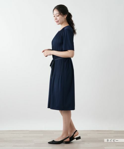 Leilian PLUS HOUSE / レリアンプラスハウス ドレス | ベルト付きプリーツワンピース【Leilian WHITE LABEL】 | 詳細6