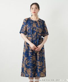 Leilian PLUS HOUSE / レリアンプラスハウス ドレス | リーフ柄フレアワンピース【Leilian WHITE LABEL】