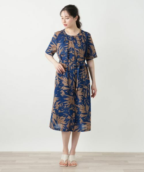 Leilian PLUS HOUSE / レリアンプラスハウス ドレス | リーフ柄フレアワンピース【Leilian WHITE LABEL】 | 詳細1