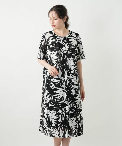 Leilian PLUS HOUSE / レリアンプラスハウス ドレス | リーフ柄フレアワンピース【Leilian WHITE LABEL】 | 詳細18