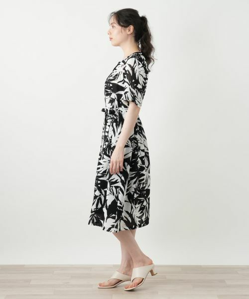 Leilian PLUS HOUSE / レリアンプラスハウス ドレス | リーフ柄フレアワンピース【Leilian WHITE LABEL】 | 詳細6