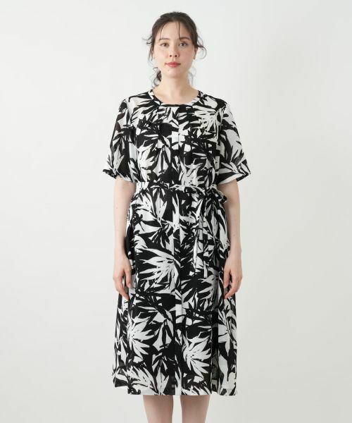 Leilian PLUS HOUSE / レリアンプラスハウス ドレス | リーフ柄フレアワンピース【Leilian WHITE LABEL】 | 詳細8