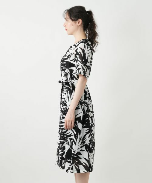 Leilian PLUS HOUSE / レリアンプラスハウス ドレス | リーフ柄フレアワンピース【Leilian WHITE LABEL】 | 詳細9