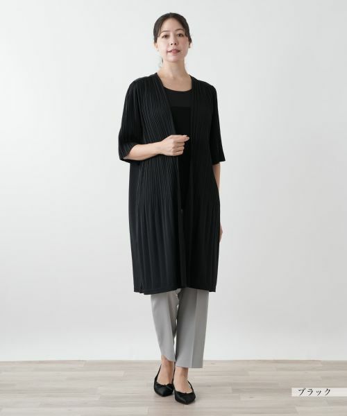 Leilian PLUS HOUSE / レリアンプラスハウス テーラードジャケット | プリーツロングジャケット【Leilian WHITE LABEL】 | 詳細1