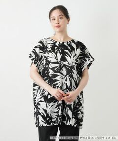 Leilian PLUS HOUSE / レリアンプラスハウス シャツ・ブラウス | 【店舗人気】リーフ柄チュニックブラウス【Leilian WHITE LABEL】