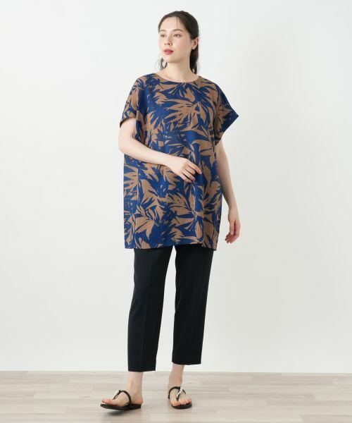 Leilian WHITE LABEL 柄切替 チュニック ブラウス 9 日本製 チュニックブラウス【Leilian WHITE LABEL】|レリアン