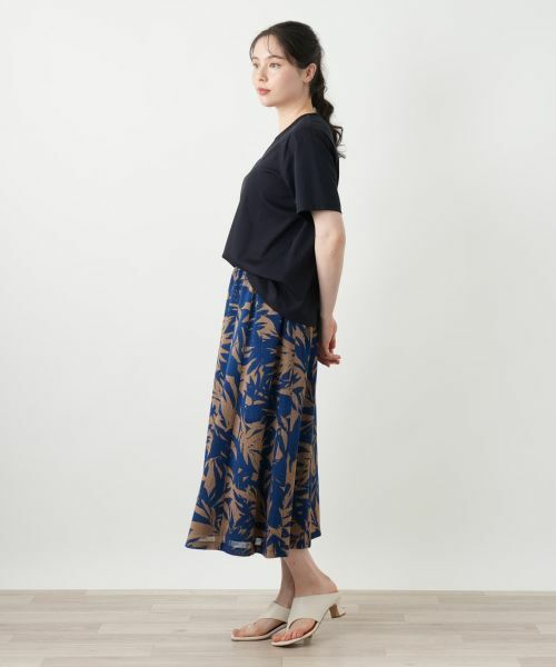 Leilian PLUS HOUSE / レリアンプラスハウス ミニ・ひざ丈スカート | リーフ柄フレアスカート【Leilian WHITE LABEL】 | 詳細5