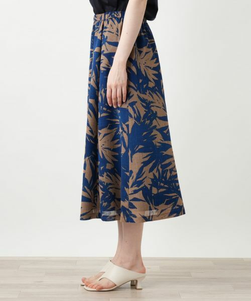 Leilian PLUS HOUSE / レリアンプラスハウス ミニ・ひざ丈スカート | リーフ柄フレアスカート【Leilian WHITE LABEL】 | 詳細8