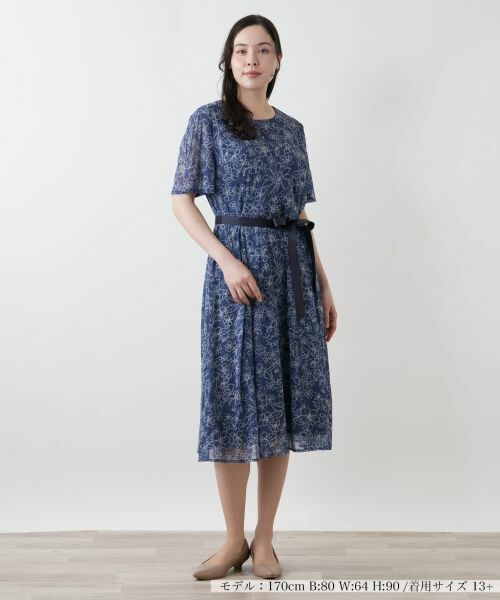 Leilian レリアン　ペイズリー柄七分袖ワンピース　サイズ11 ペイズリーフレアワンピース【Leilian WHITE LABEL】|レリアン