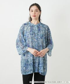 Leilian PLUS HOUSE / レリアンプラスハウス シャツ・ブラウス | ペイズリー柄バンドカラーブラウス【Leilian WHITE LABEL】