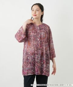 Leilian PLUS HOUSE / レリアンプラスハウス シャツ・ブラウス | ペイズリー柄バンドカラーブラウス【Leilian WHITE LABEL】