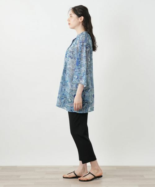Leilian PLUS HOUSE / レリアンプラスハウス シャツ・ブラウス | ペイズリー柄バンドカラーブラウス【Leilian WHITE LABEL】 | 詳細2
