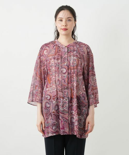 Leilian PLUS HOUSE / レリアンプラスハウス シャツ・ブラウス | ペイズリー柄バンドカラーブラウス【Leilian WHITE LABEL】 | 詳細7