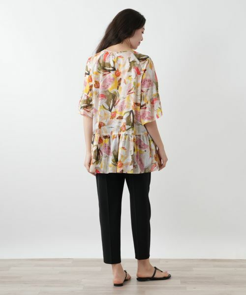 Leilian PLUS HOUSE / レリアンプラスハウス シャツ・ブラウス | プリントペプラムブラウス【Leilian WHITE LABEL】 | 詳細3