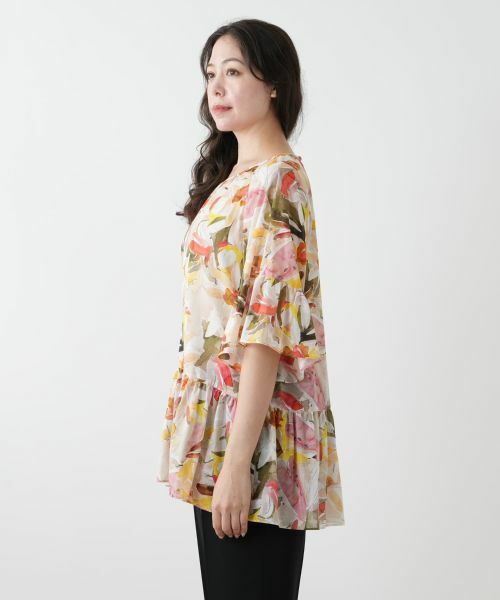 Leilian PLUS HOUSE / レリアンプラスハウス シャツ・ブラウス | プリントペプラムブラウス【Leilian WHITE LABEL】 | 詳細5