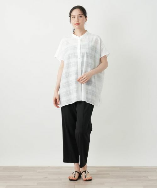 Leilian PLUS HOUSE / レリアンプラスハウス シャツ・ブラウス | シアーチェックブラウス【Leilian WHITE LABEL】 | 詳細1