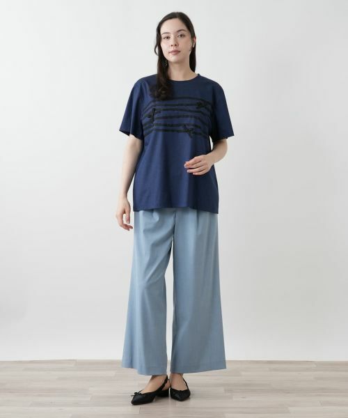 Leilian PLUS HOUSE / レリアンプラスハウス Tシャツ | リボンクルーネックカットソー【Leilian WHITE LABEL】 | 詳細1