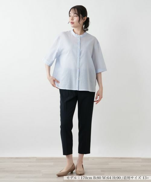 Leilian PLUS HOUSE / レリアンプラスハウス シャツ・ブラウス | バンドカラーブラウス【Leilian WHITE LABEL】 | 詳細7