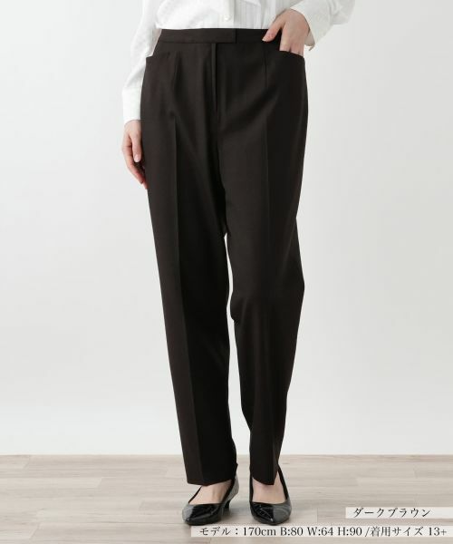 Leilian PLUS HOUSE/レリアンプラスハウス ストレートパンツ ダークブラウン系 17+ Leilian PLUS HOUSE/レリアンプラスハウス ストレートパンツ ダークブラウン系 17+