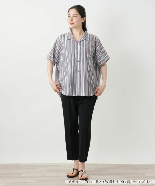 Leilian PLUS HOUSE / レリアンプラスハウス シャツ・ブラウス | マルチストライプブラウス | 詳細1